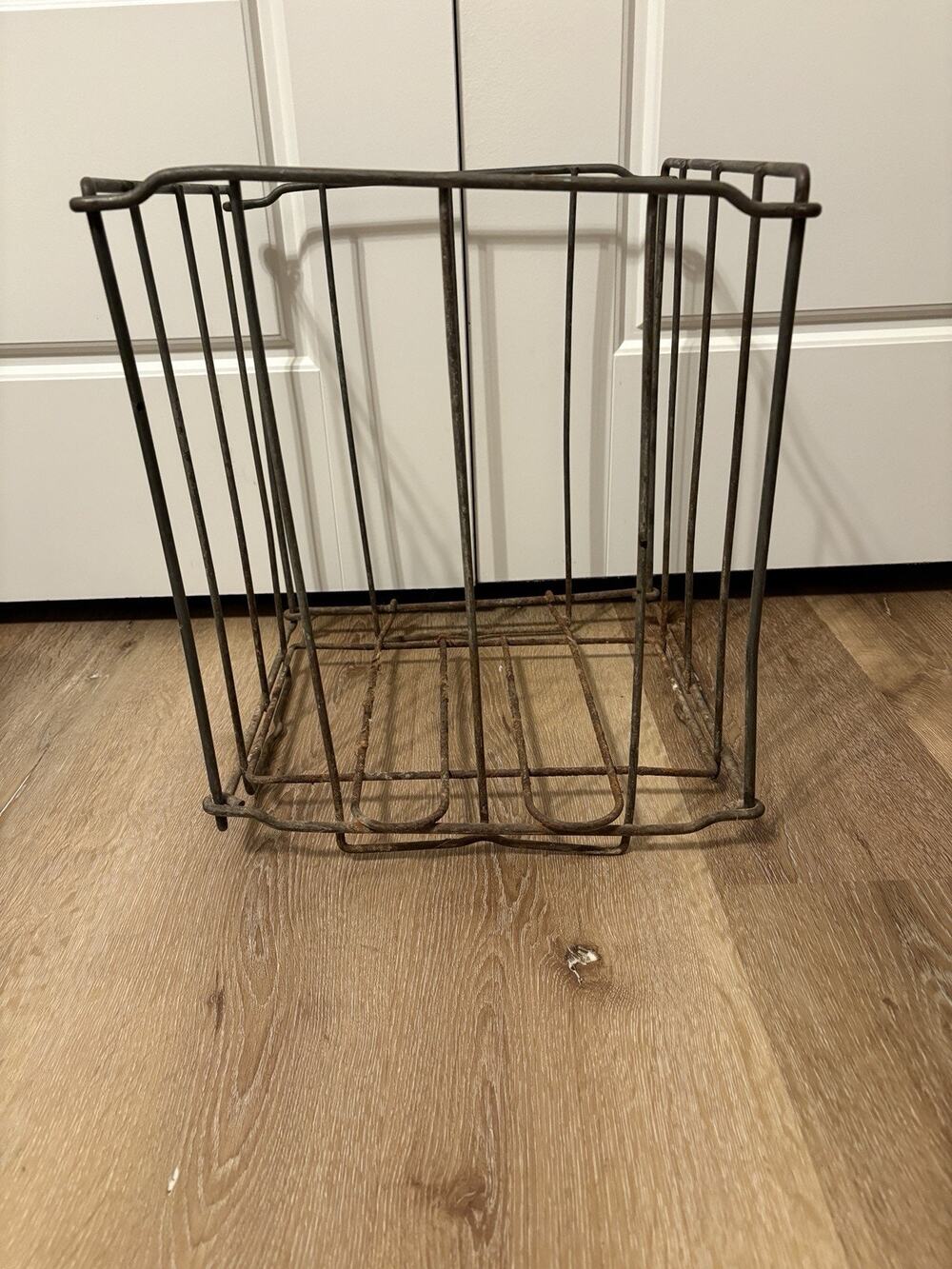 VTG Heavy Galvanized Metal Wire Milk Crate 15" x12" x11" Folding Primitive READ
